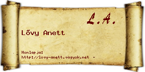 Lővy Anett névjegykártya